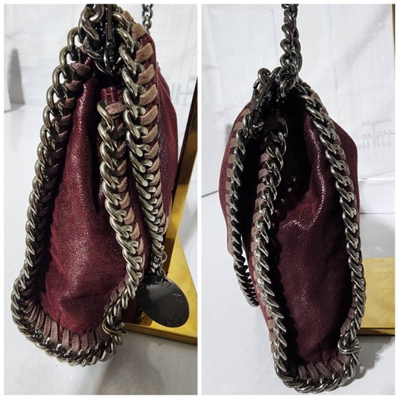 Authentic Stella McCartney Faux Leather Falabella Shoulder Bag Burgundy - Picture 13 of 14